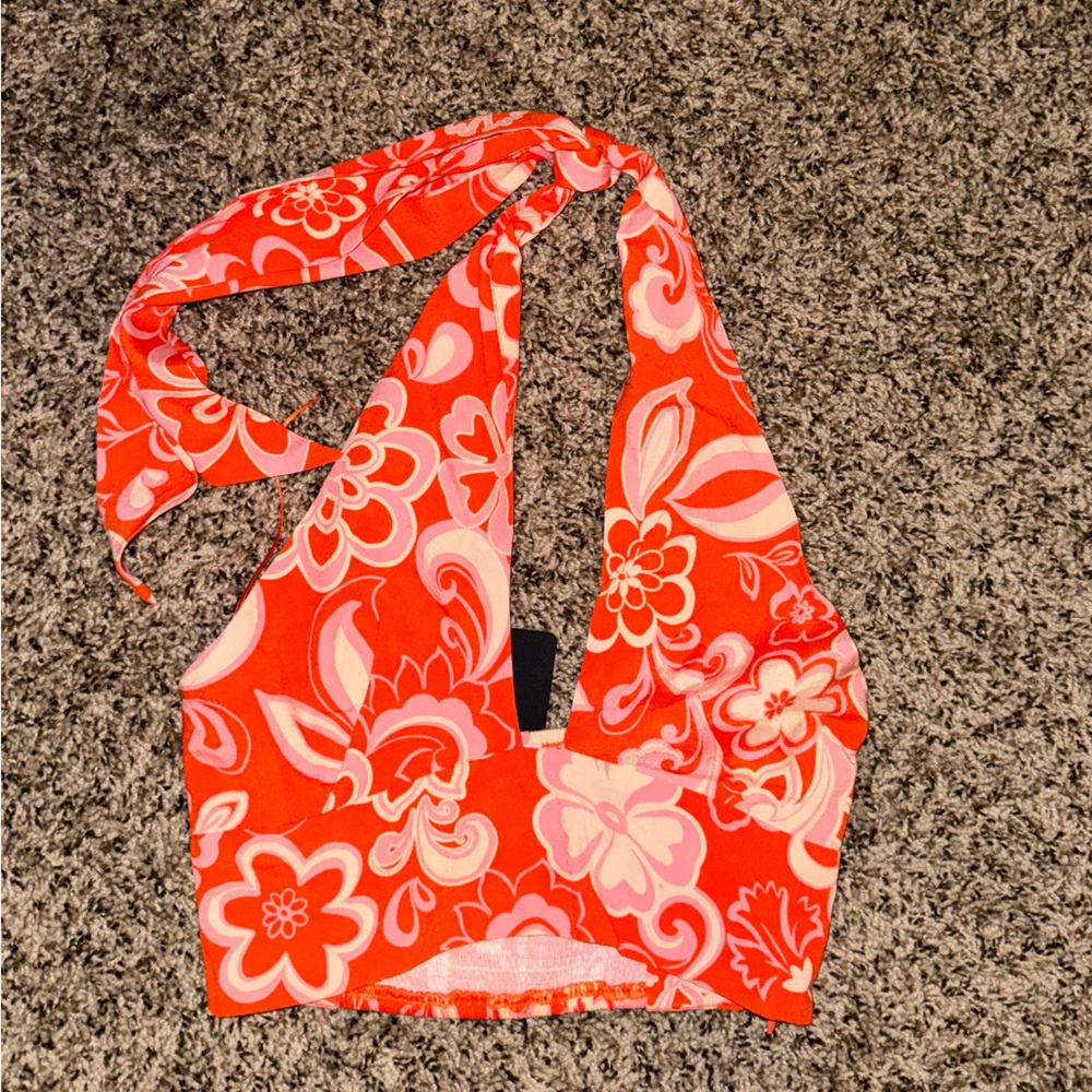 Boutique Halter Tie Floral Top
